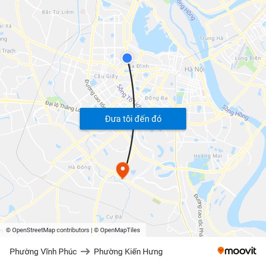 Phường Vĩnh Phúc to Phường Kiến Hưng map