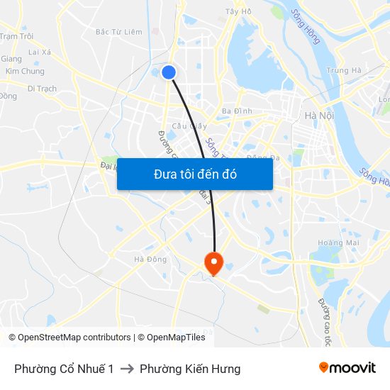 Phường Cổ Nhuế 1 to Phường Kiến Hưng map