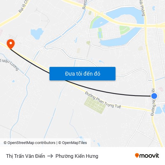 Thị Trấn Văn Điển to Phường Kiến Hưng map