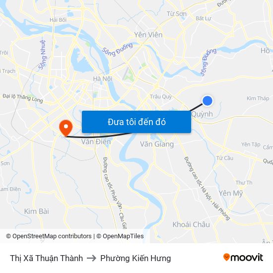 Thị Xã Thuận Thành to Phường Kiến Hưng map