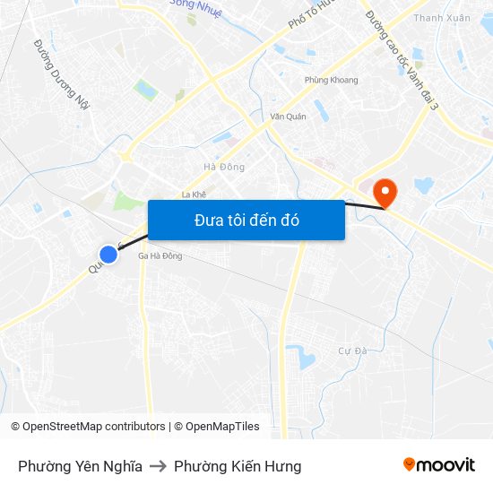 Phường Yên Nghĩa to Phường Kiến Hưng map