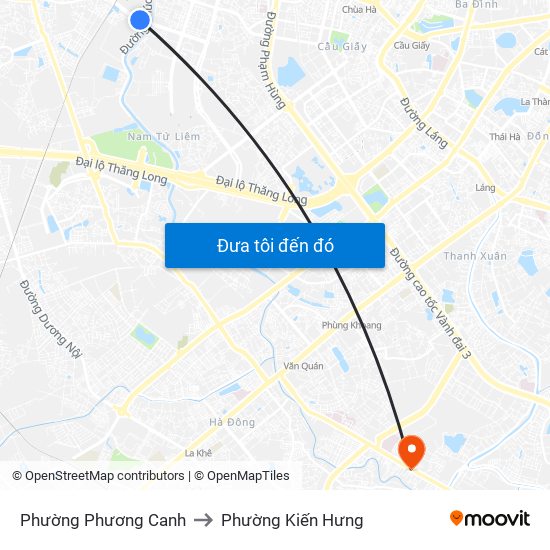 Phường Phương Canh to Phường Kiến Hưng map