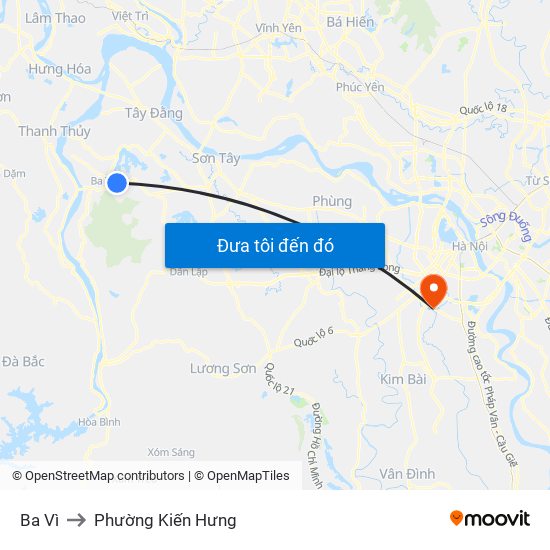 Ba Vì to Phường Kiến Hưng map