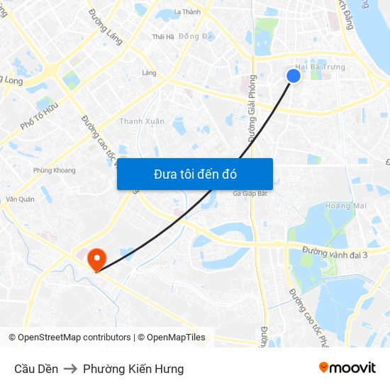 Cầu Dền to Phường Kiến Hưng map