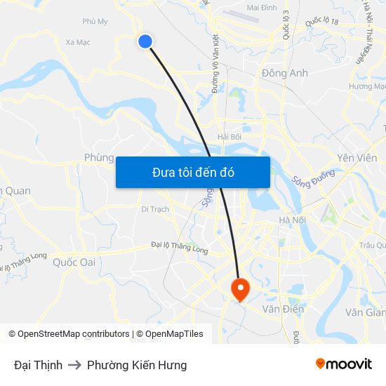 Đại Thịnh to Phường Kiến Hưng map