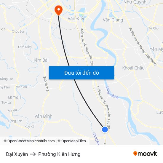 Đại Xuyên to Phường Kiến Hưng map