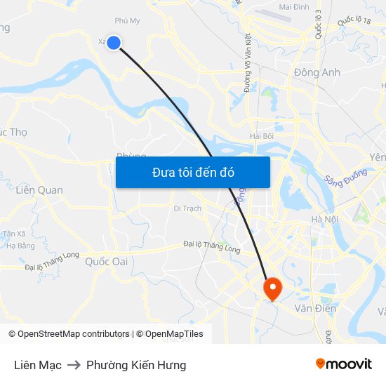 Liên Mạc to Phường Kiến Hưng map