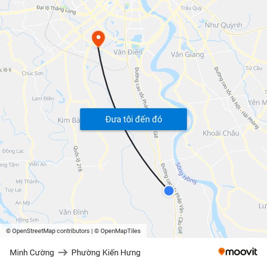 Minh Cường to Phường Kiến Hưng map