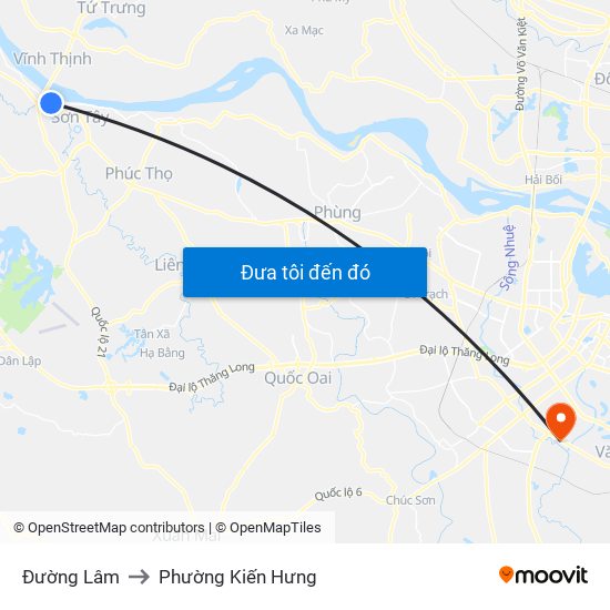 Đường Lâm to Phường Kiến Hưng map