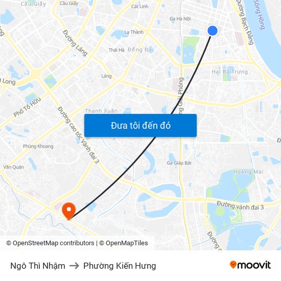 Ngô Thì Nhậm to Phường Kiến Hưng map