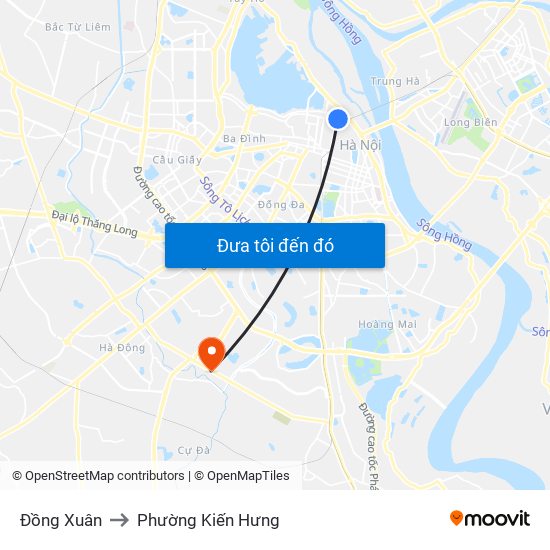 Đồng Xuân to Phường Kiến Hưng map