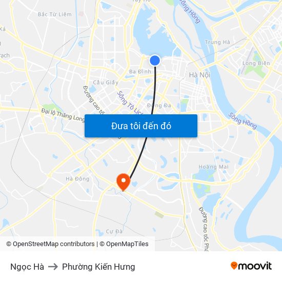 Ngọc Hà to Phường Kiến Hưng map