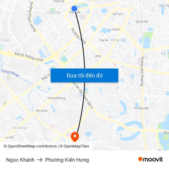 Ngọc Khánh to Phường Kiến Hưng map