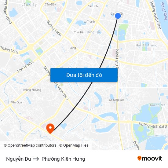 Nguyễn Du to Phường Kiến Hưng map