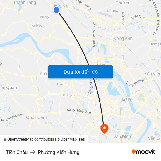 Tiền Châu to Phường Kiến Hưng map