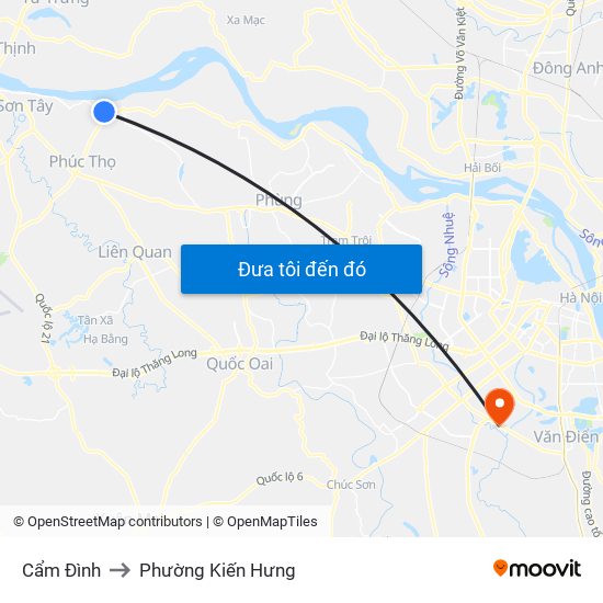 Cẩm Đình to Phường Kiến Hưng map