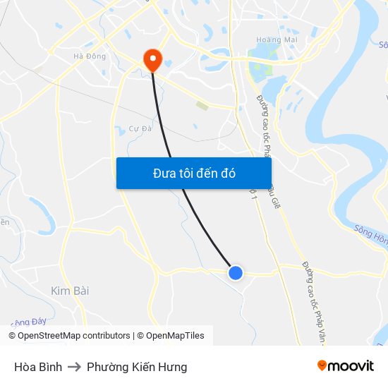 Hòa Bình to Phường Kiến Hưng map