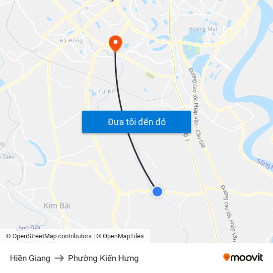 Hiền Giang to Phường Kiến Hưng map