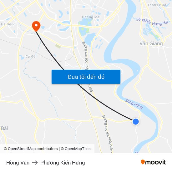 Hồng Vân to Phường Kiến Hưng map