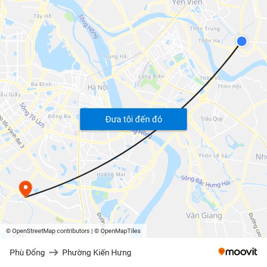 Phù Đổng to Phường Kiến Hưng map