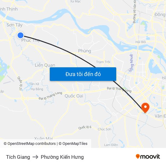 Tích Giang to Phường Kiến Hưng map