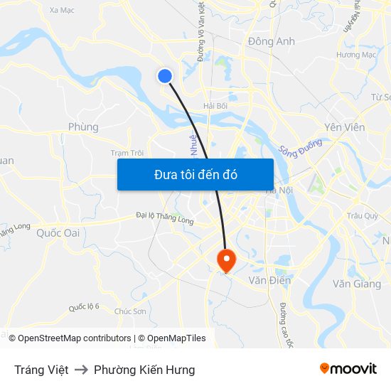 Tráng Việt to Phường Kiến Hưng map