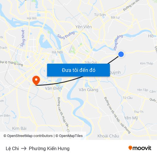 Lệ Chi to Phường Kiến Hưng map