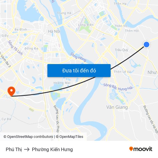 Phú Thị to Phường Kiến Hưng map