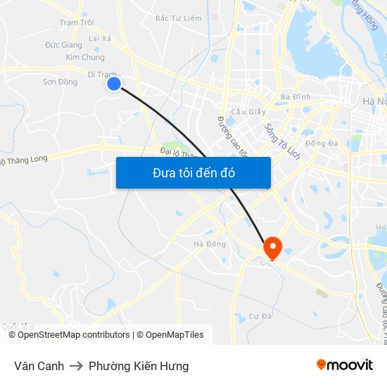 Vân Canh to Phường Kiến Hưng map