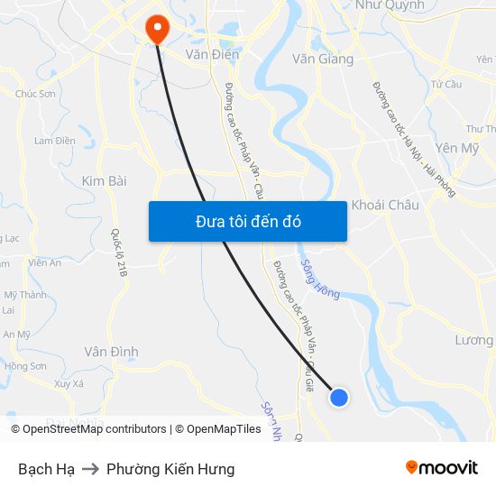 Bạch Hạ to Phường Kiến Hưng map