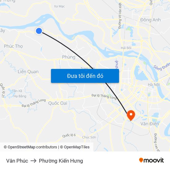 Vân Phúc to Phường Kiến Hưng map