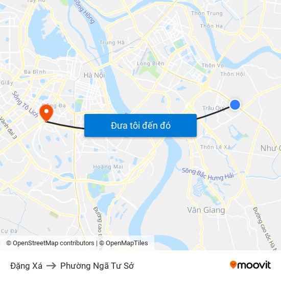 Đặng Xá to Phường Ngã Tư Sở map