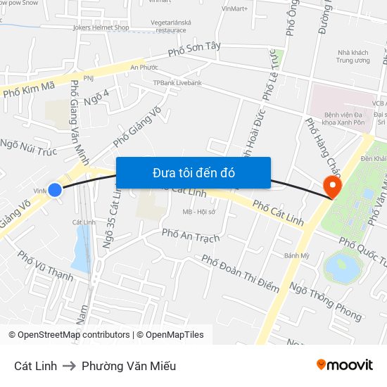 Cát Linh to Phường Văn Miếu map