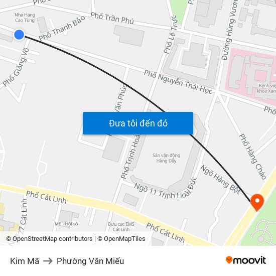 Kim Mã to Phường Văn Miếu map