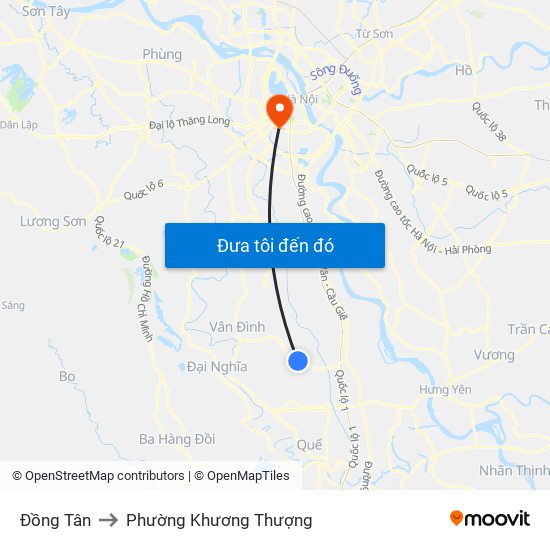 Đồng Tân to Phường Khương Thượng map