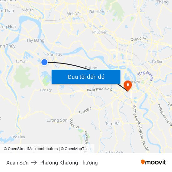 Xuân Sơn to Phường Khương Thượng map