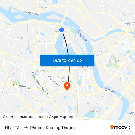 Nhật Tân to Phường Khương Thượng map