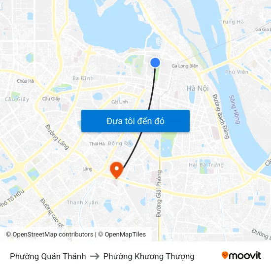 Phường Quán Thánh to Phường Khương Thượng map