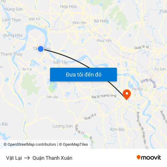 Vật Lại to Quận Thanh Xuân map