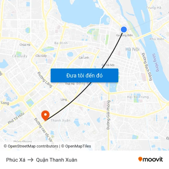 Phúc Xá to Quận Thanh Xuân map