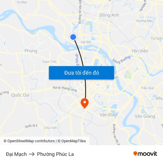 Đại Mạch to Phường Phúc La map