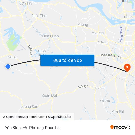 Yên Bình to Phường Phúc La map