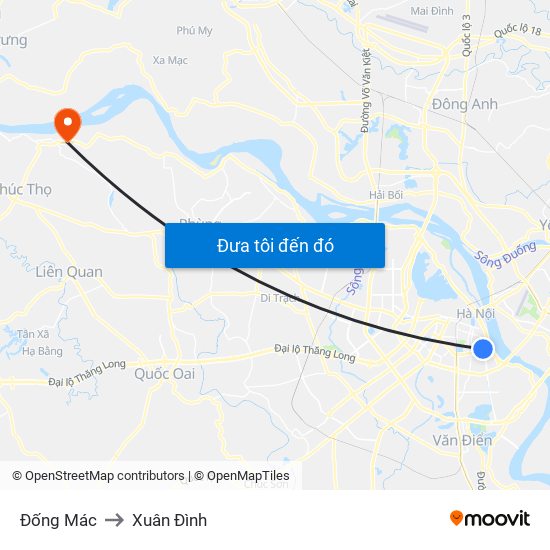 Đống Mác to Xuân Đình map