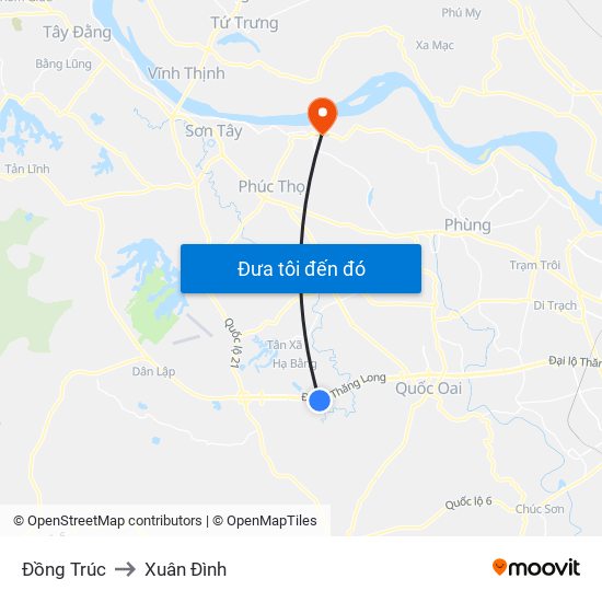 Đồng Trúc to Xuân Đình map