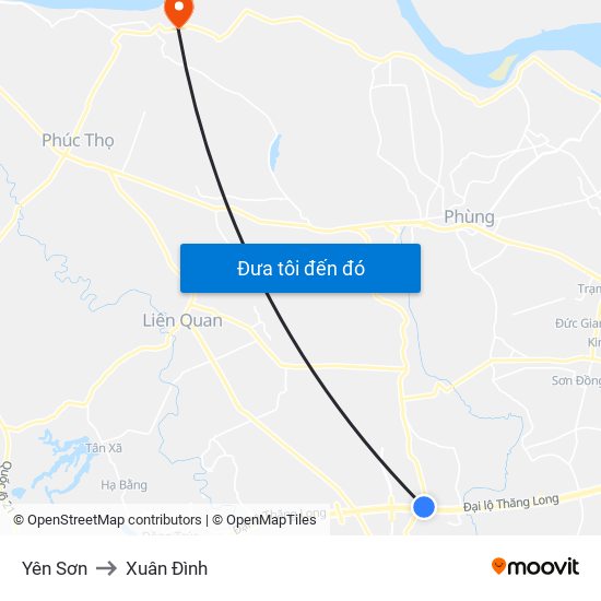 Yên Sơn to Xuân Đình map