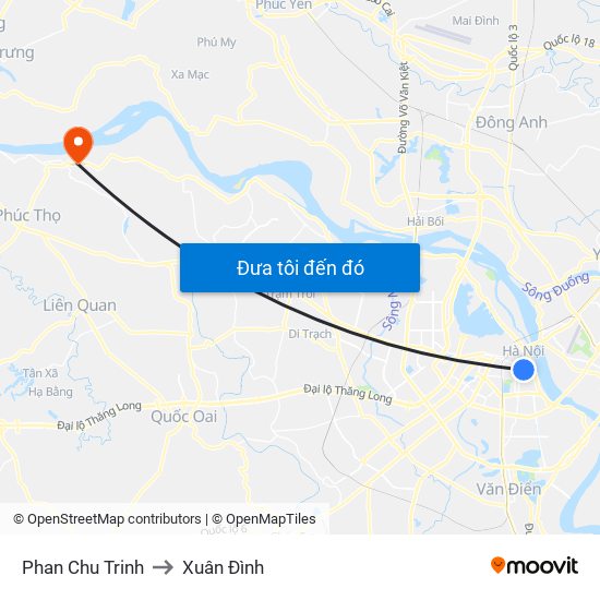 Phan Chu Trinh to Xuân Đình map