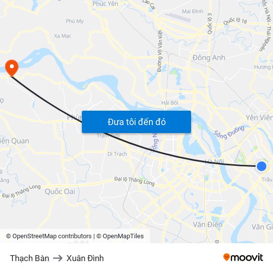 Thạch Bàn to Xuân Đình map