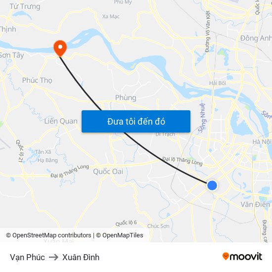 Vạn Phúc to Xuân Đình map