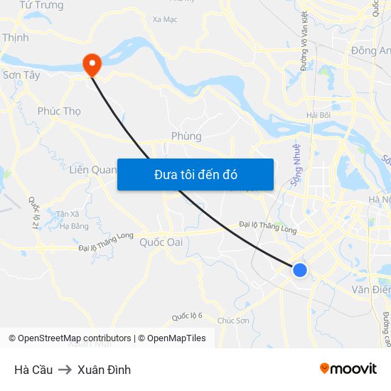 Hà Cầu to Xuân Đình map