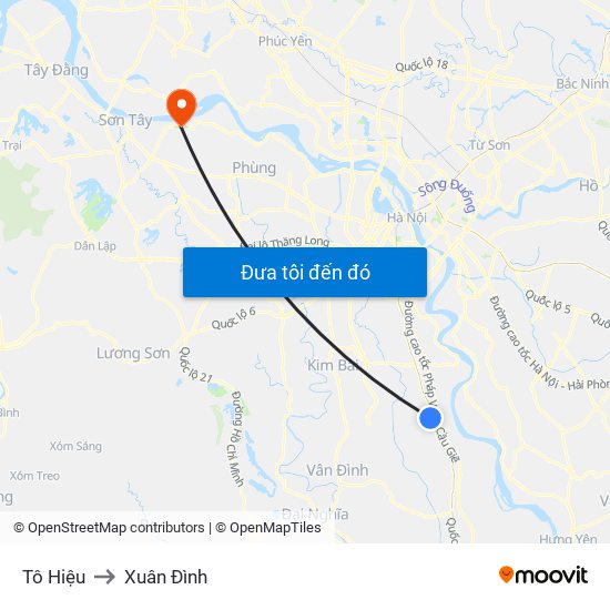 Tô Hiệu to Xuân Đình map